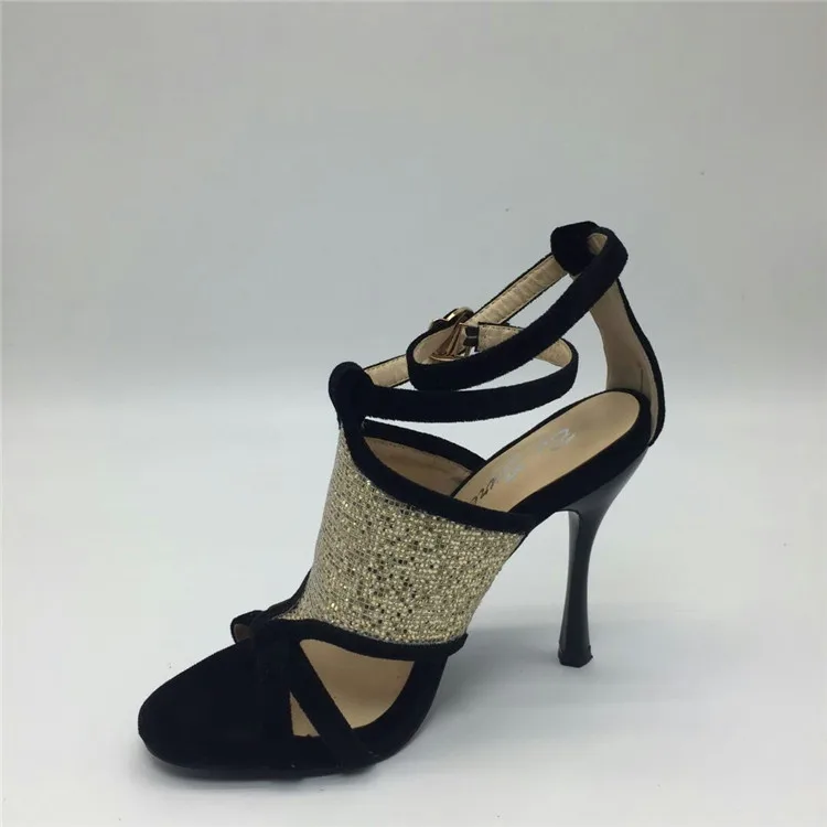 Buckle Up Sandals Stiletto Suede Summer Shoes 2020 High Heel Glitter Sandals