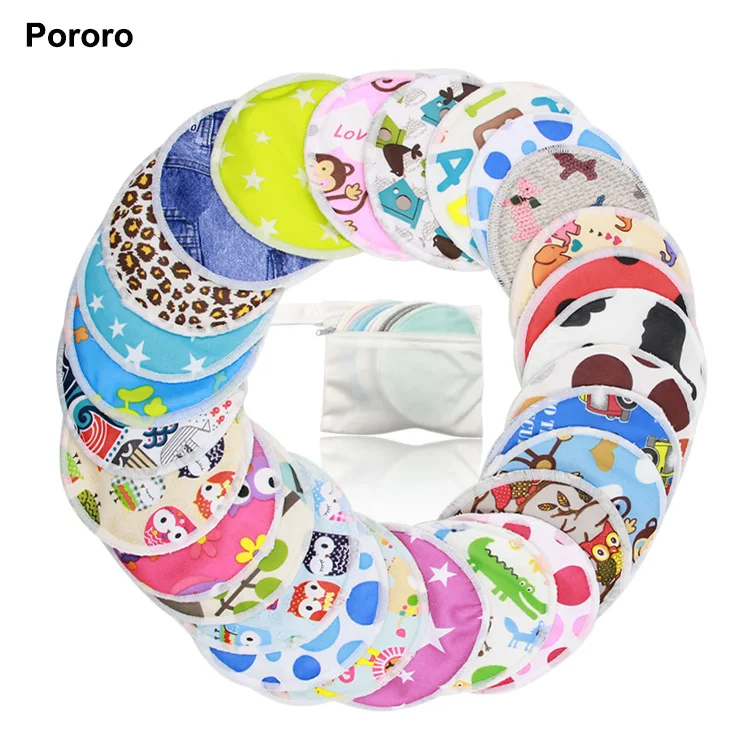 Reusable Nursing Bra Pads Washable Feeding Pad with Laundry Bag Bamboo Absorbent Breast pad
