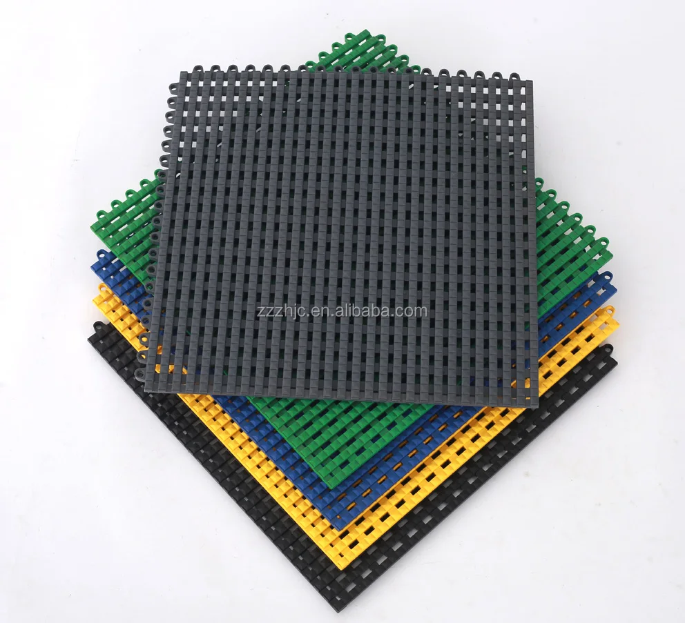 anti-slip durable pvc industrial interlocking floor tiles for washing/removable plastic interlocking garage floor tiles