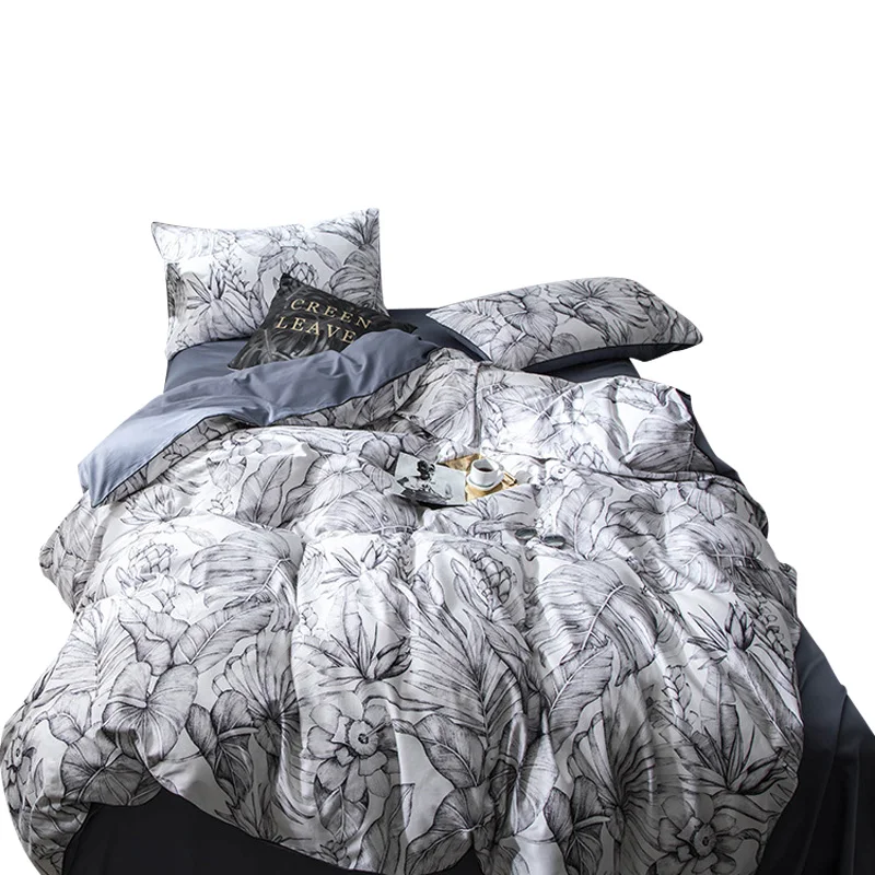 60S combed 100% egyptian cotton home bedding 3d digital print queen size bedding set