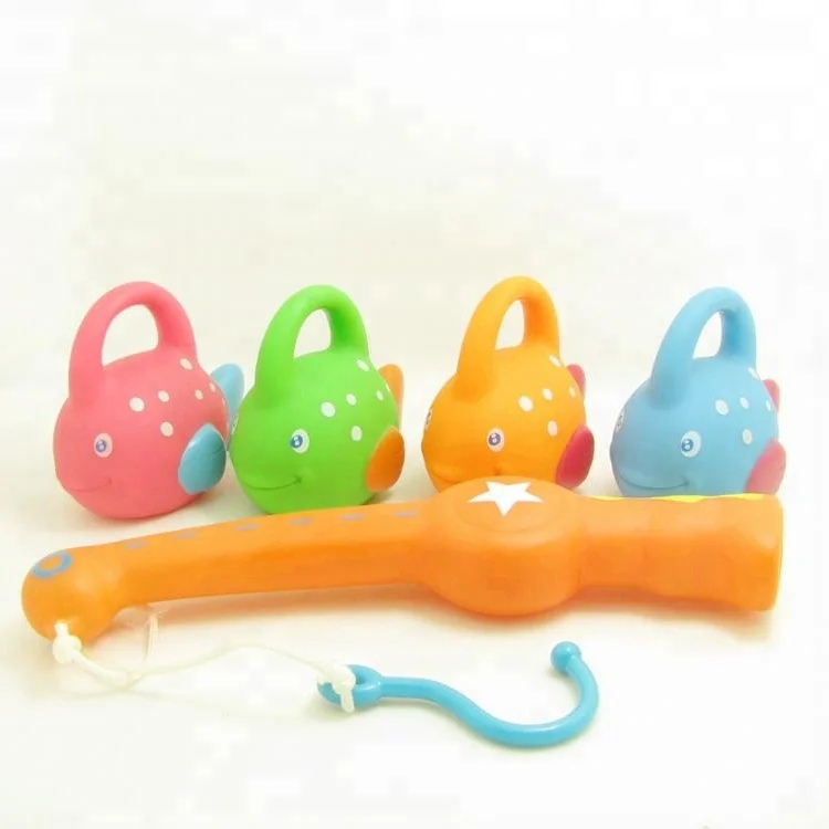 Summer Indoor Play Toy Plastic Soft Floating Bottom Weighted Fishing Game Toy Set