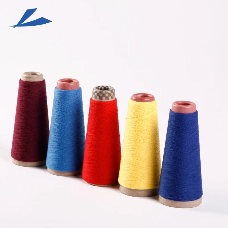 Low price recycled 100% polyester Spun yarn for knitting and weaving double A grade with GRS