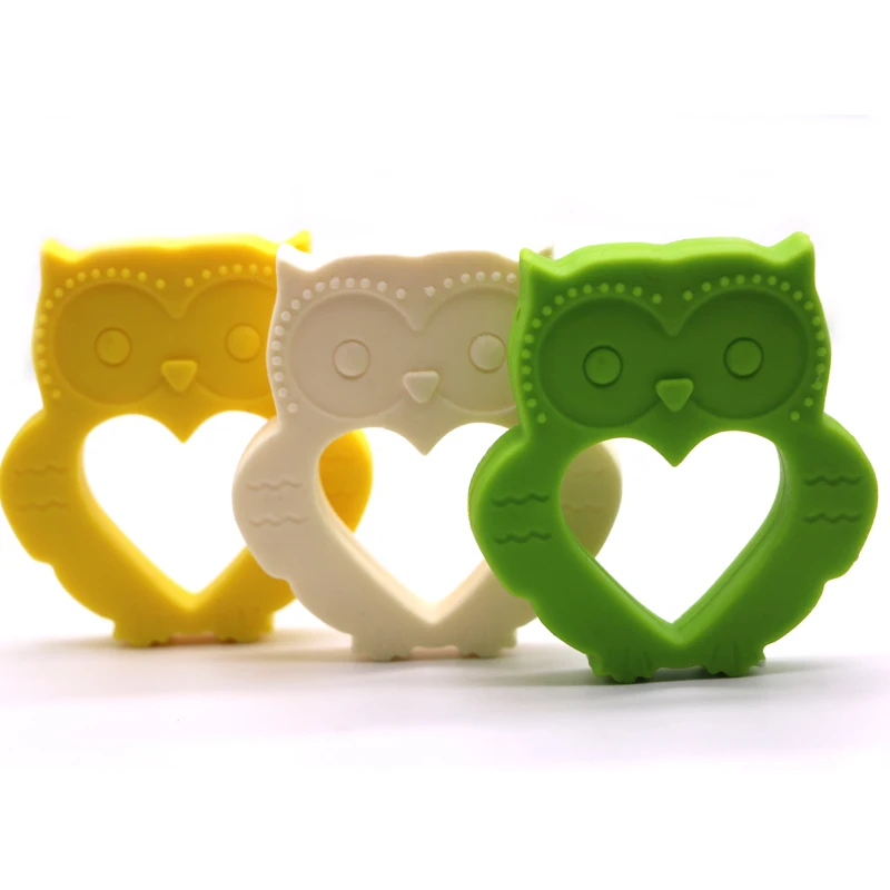 Food Grade Friendly Animal Owl Teether Silicone Baby Soft Toy Silicone Pendant Teether