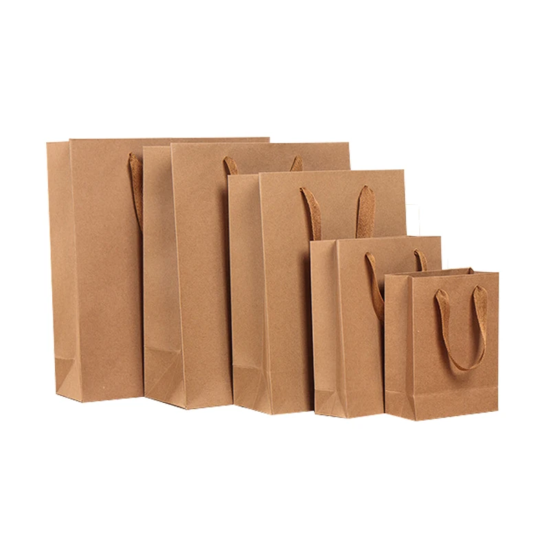 Wholesale custom logo kraft paper shopping carrier bag customised jewelry gift packaging bag