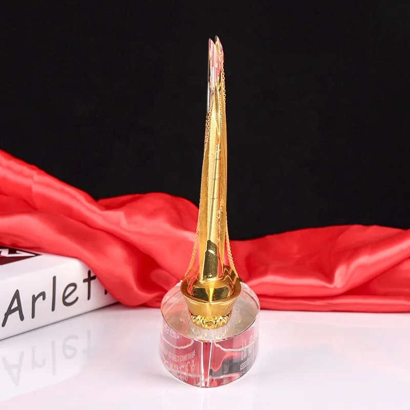 2022 New design K9 sailing boat crystal award trophy with metal part