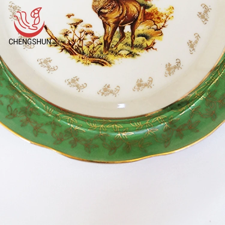 New Design Leaf Elk Decorative 8 Inch Daily Use Dining Party Dessert Chinese Plate