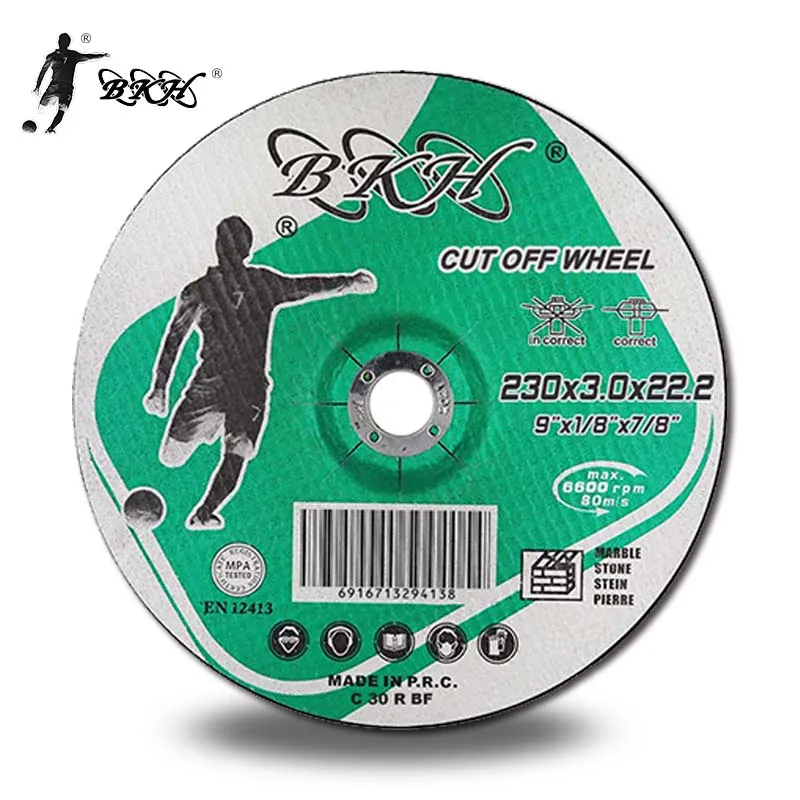 9 inch 230*3*22.2*mm BKH Brand Abrasive Grinding Cutting Disc Cut Off Wheel for Metal Stone Stainless Steel
