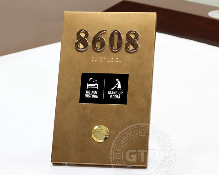 Luxury Metal Electronic Hotel Room number Signage, with LED and service request DND/MUR function
