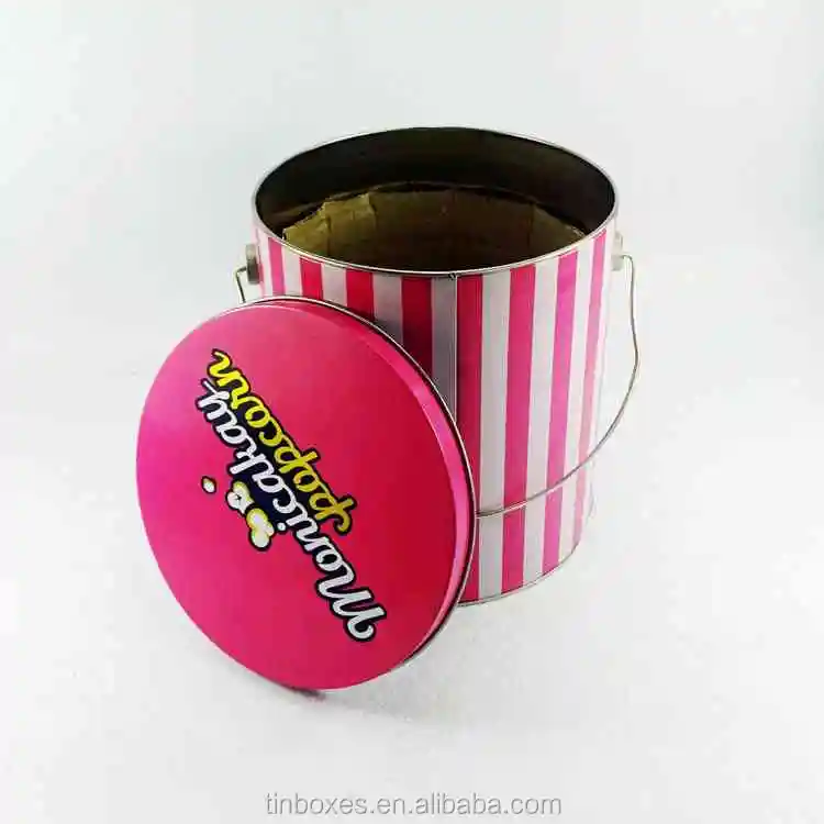 1 галлон, Оловянное ведро для попкорна с ручкой, индивидуальная печать