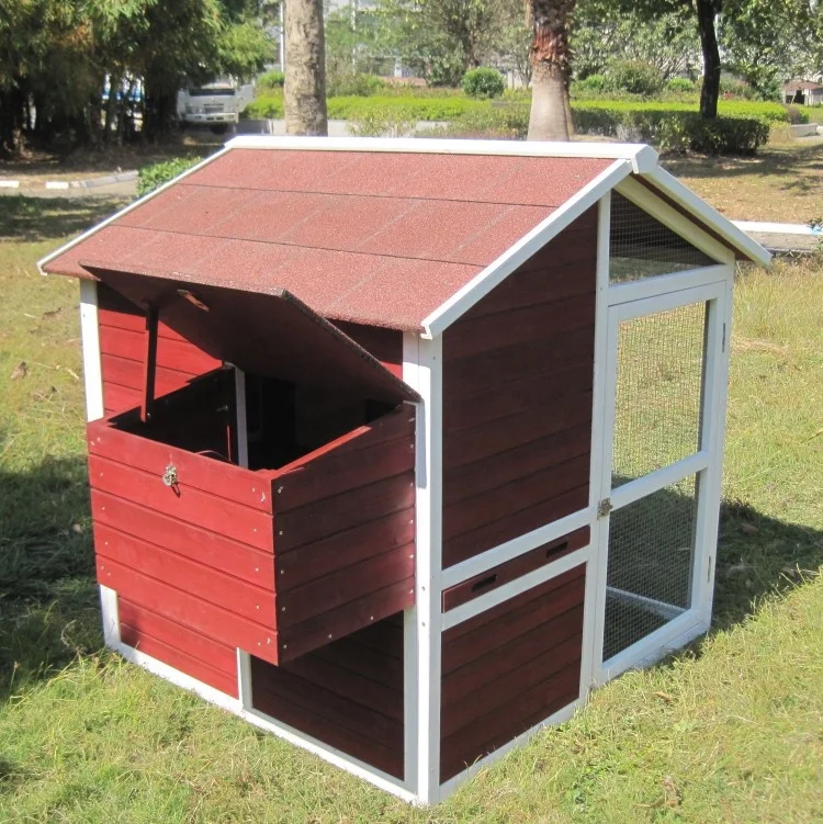 Easy clean waterproof wooden chicken coop with nesting box