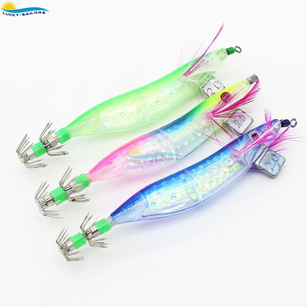 Squid Jigs Glowing Shrimp Prawn Baits Squid Fishing Lures Jig Hook Bait hot sale