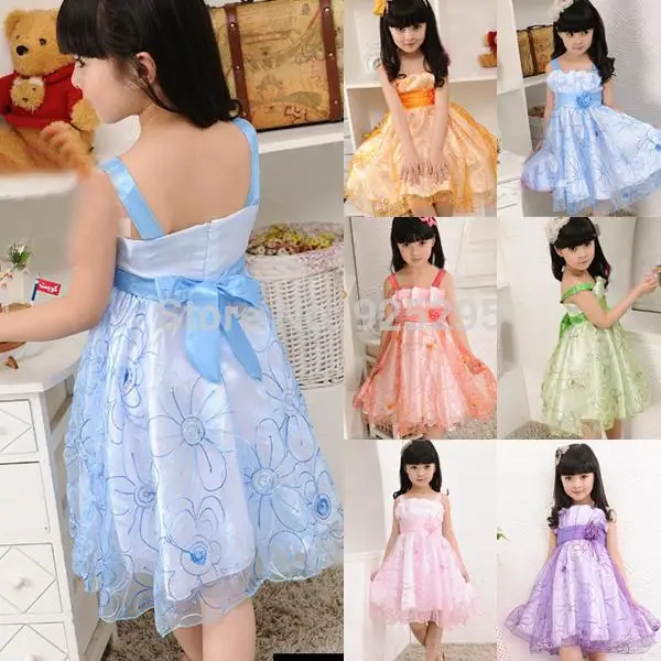 Summer Baby Kid Girl Princess Dress Flower Formal Dress Tulle Wedding Party Sling Dress