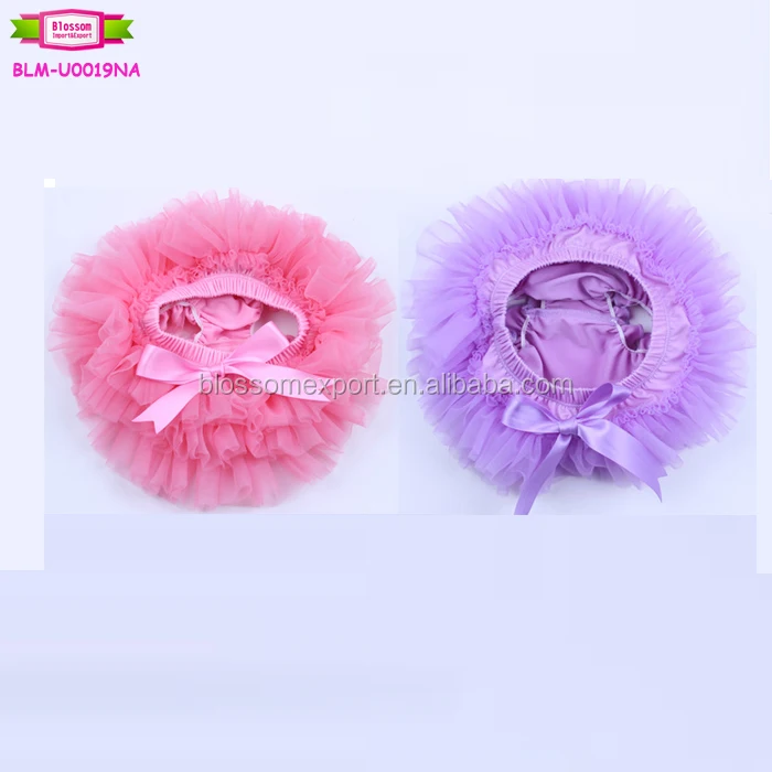 
Wholesale newest design baby infant ruffle bloomers chiffon comfortable solid lavender color skirted baby bloomers 