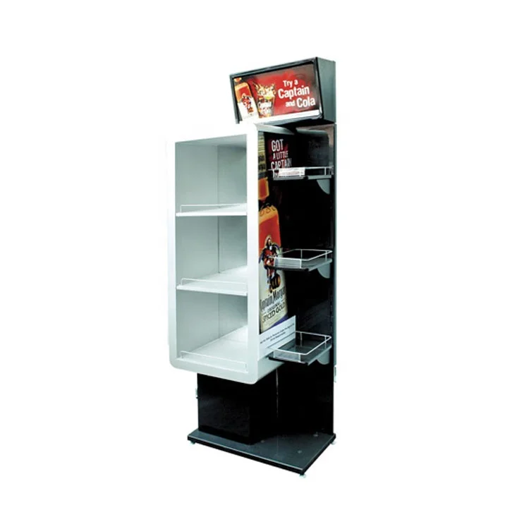 Custom Retail Store 4-tier Free Standing Wooden Wine Drink Display Shelf Stand Rack