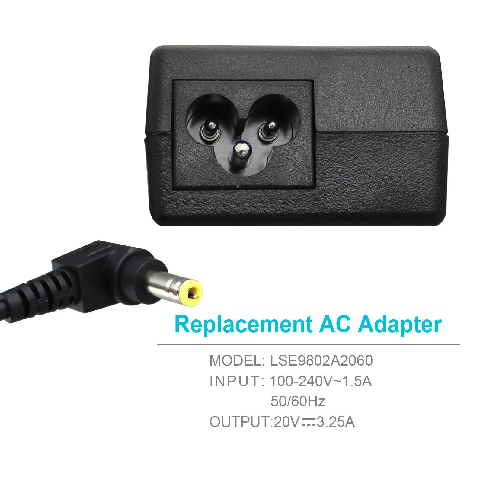 20V 3.25A 65W Laptop AC Adapter Charger for Lenovo Laptop Power Supply Cord 5.5X2.5mm