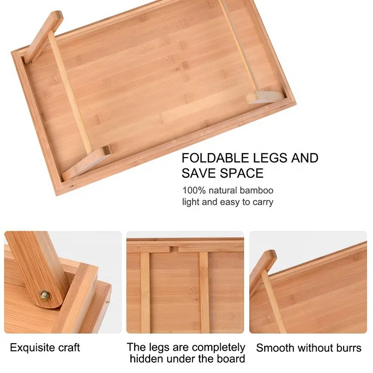 Bed Tray with Foldable Legs Great for Laptops,Bamboo Table Suitable for Breakfast and Snack locks in place perfectly by