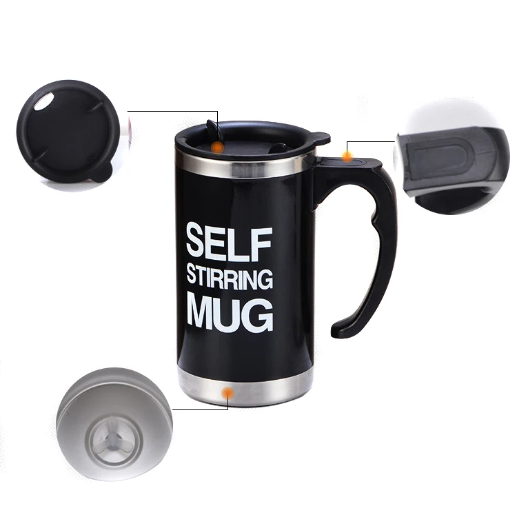 
Wholesale Lazy 350ml Double Insulated Self Stirring Coffee Mug Cup with AAA Batteries 