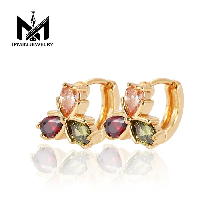 
Fashionable Jewelry Three Leaves Zircon 18K Gold Plated Earrings For Women Fancy Ear Cuff 
