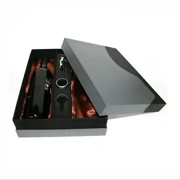 Custom Logo Printed Elegant Gift Paper Box Cardboard Rigid Wine Set Bottle Packaging Box With Tray