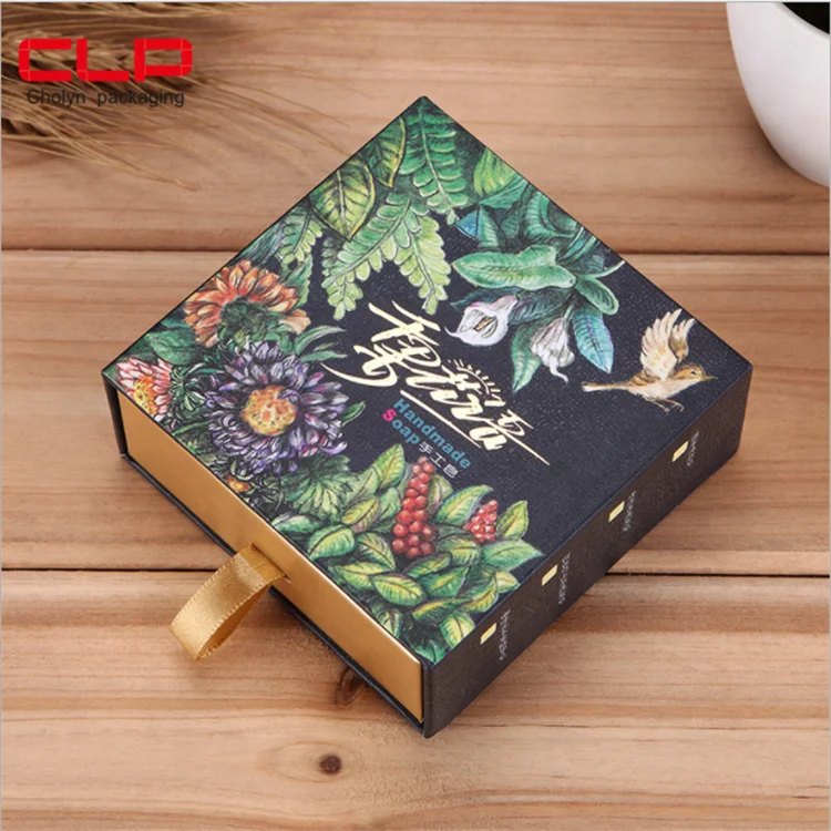 Manufacturer wholesale hand made soap drawer box with logo custom soap bar cardboard packaging gift box with insert tray