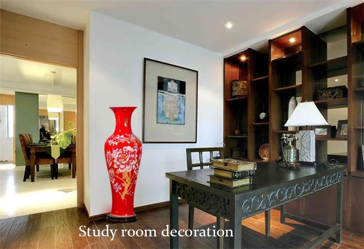 Hotel Red Hand Painted Florwe Vase Agallerie Ceramic Home Decoration Large Tall Vases for Wedding