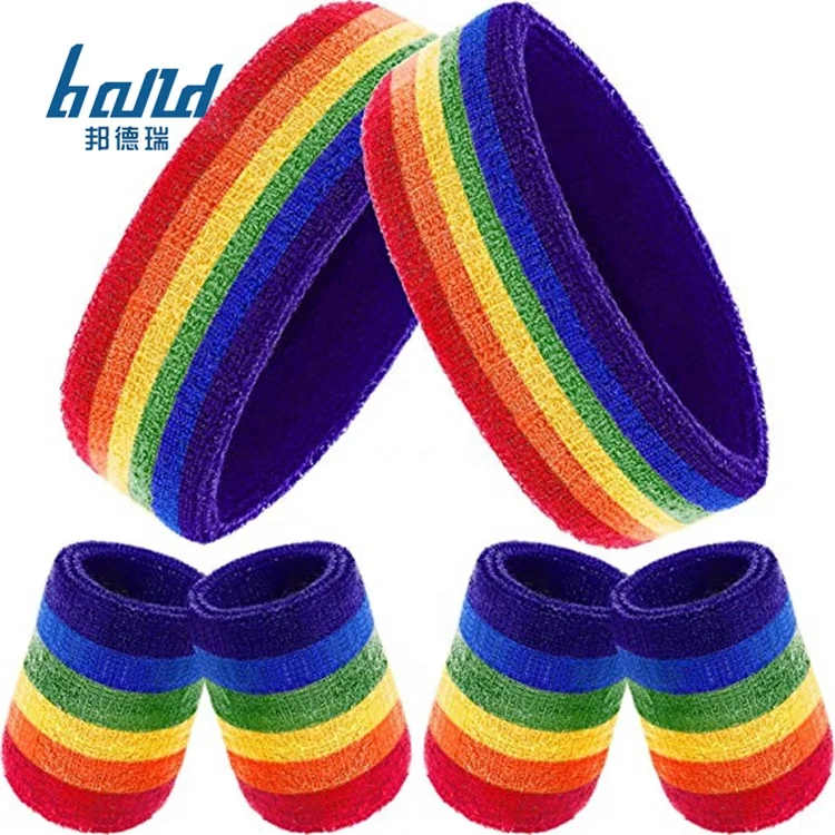 Oem Promotional Cloth Rainbow sweatband and headband