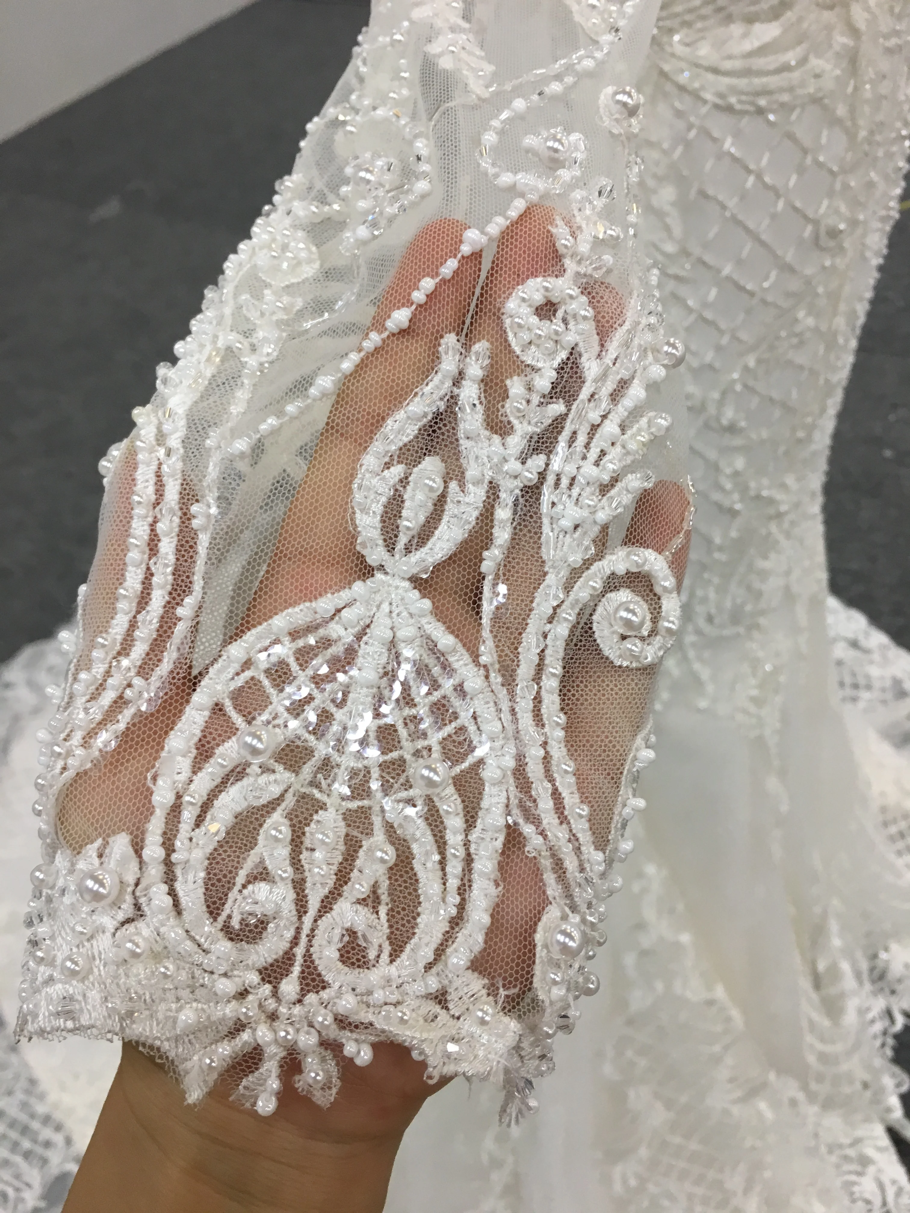 Arabic Wedding Gowns Long Sleeve Luxury Lace Mermaid Muslim Wedding Dress WT378