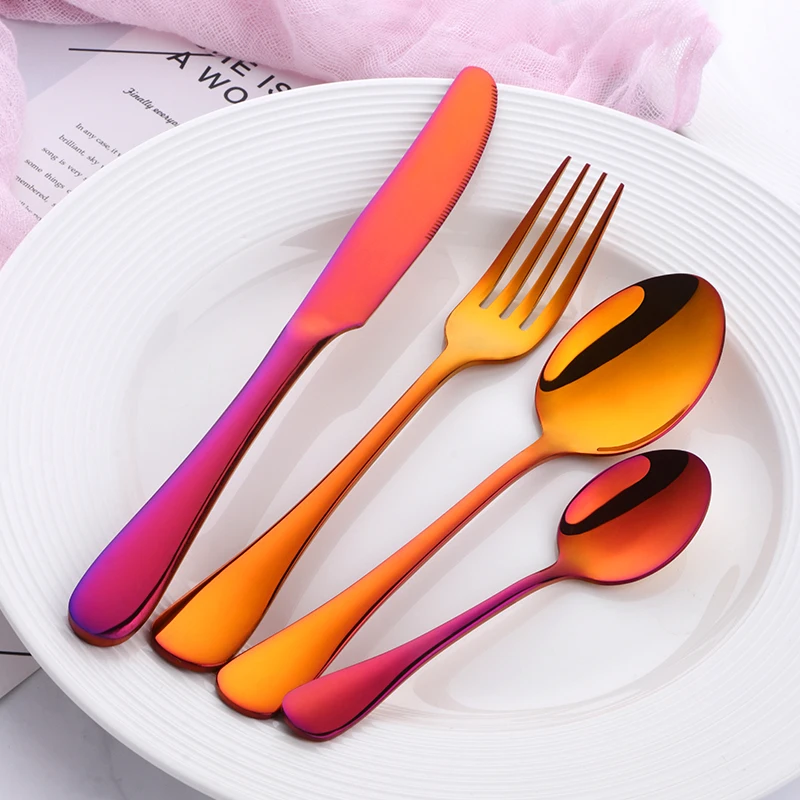 Jieyang Gold Plated Stainless Steel Flatware Wholesale Rose Gold Cutlery Set for Wedding