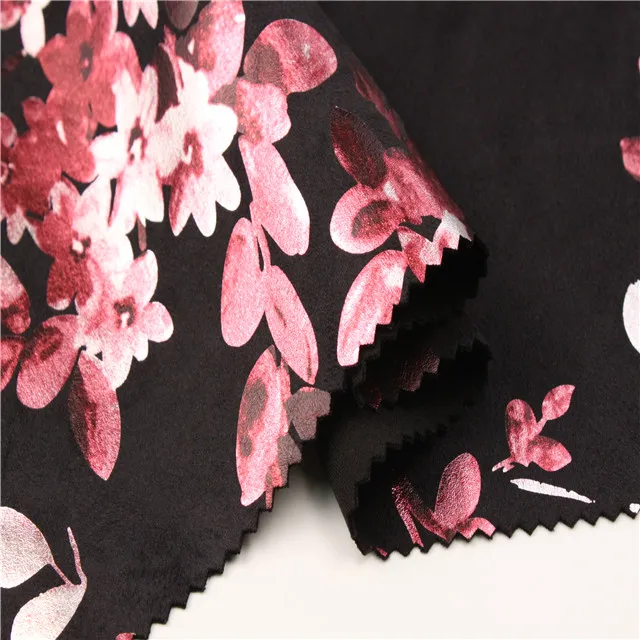 
new fahion faux printed polyester suede fabric for women cloth 