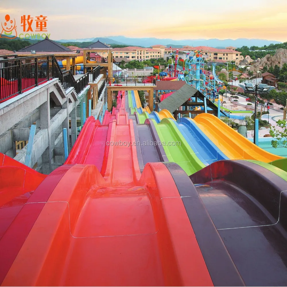 Cowboy extreme water park equipment rainbow water slide for adult