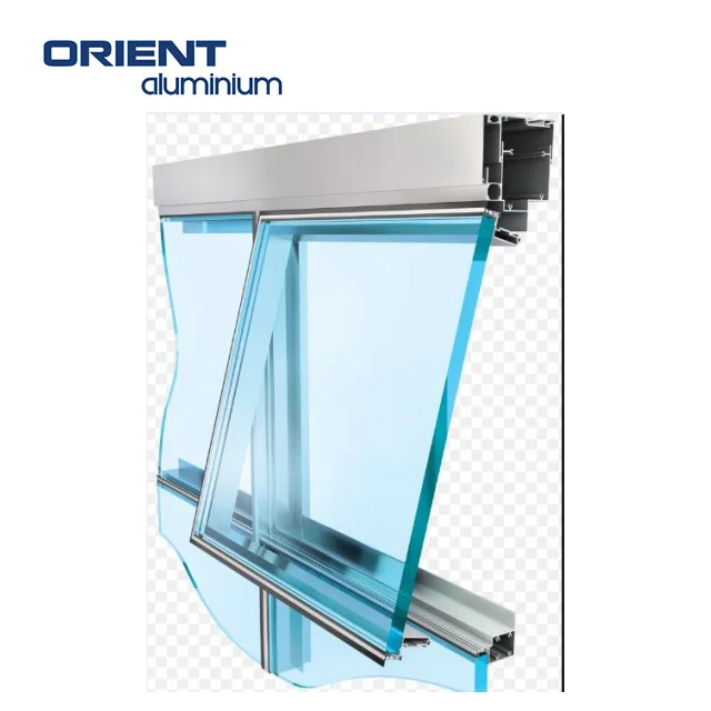 Aluminium glass curtain wall facade systems for building