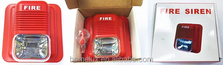 Fire alarm system red flashing light siren 12-24vdc