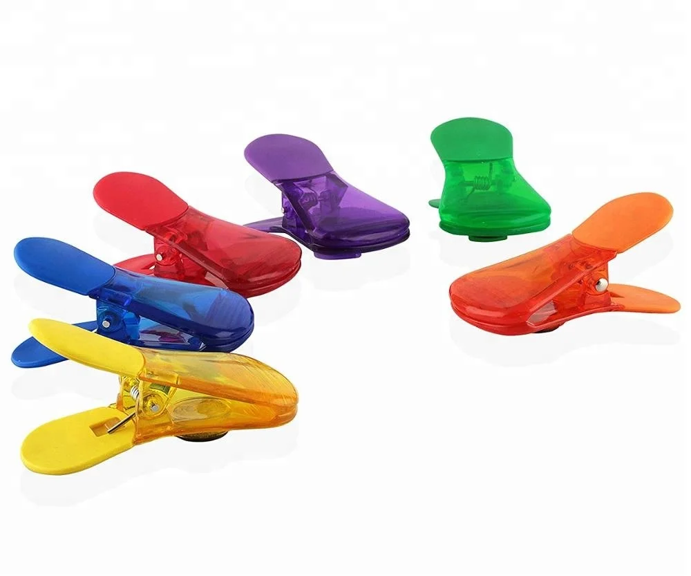 set of 8 Versatile All-Purpose Food Bag & Fridge Magnet Clips Wide Finger Grip With Comfort Cover