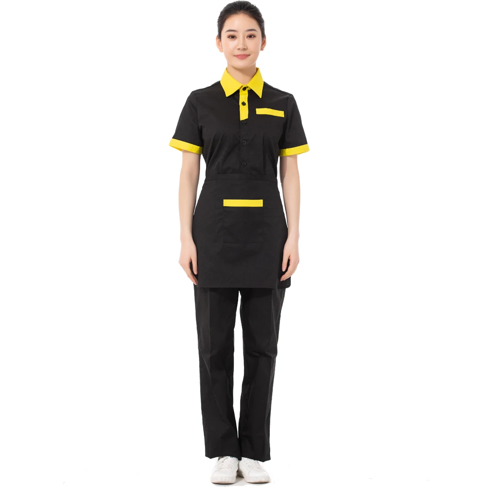 Cheap wholesale personalized waitress uniform fast food jacket bar club waiter suit