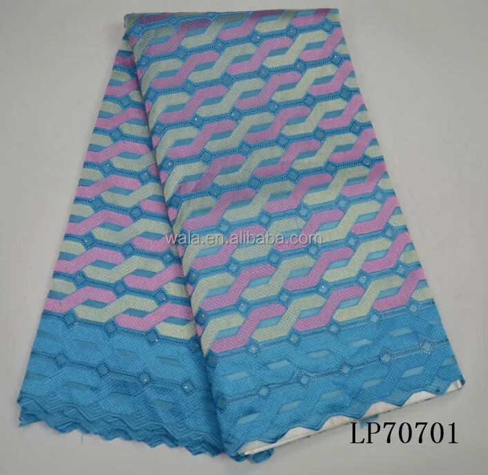 LP70701 good quality swiss voile lace fabric/blue color swiss cotton lace fabric/african garment lace