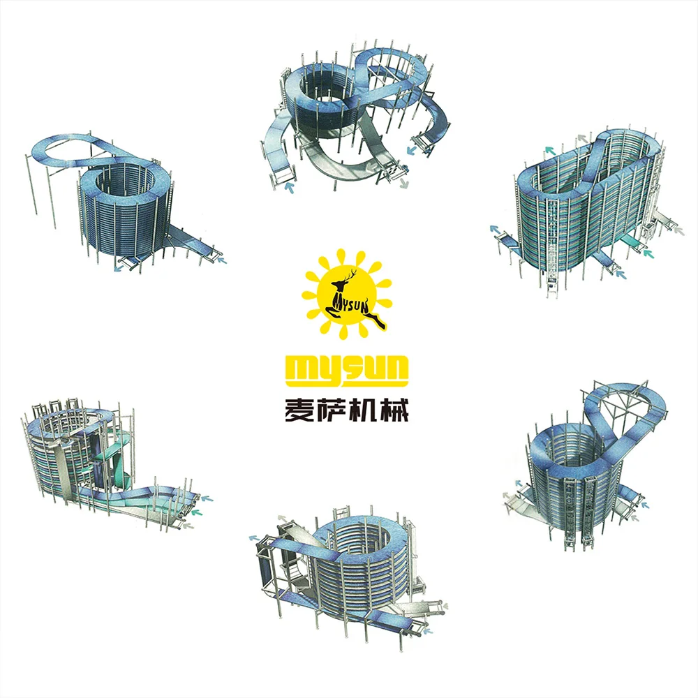 
automatic baking machine bread cooling tower frozen food cooling tower spiral chiller and freezer for food processing 