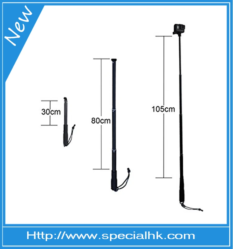 New arrival go pro flexible selfie stick 30-105cm for Go Pro accessories Heros 2,3,4,5
