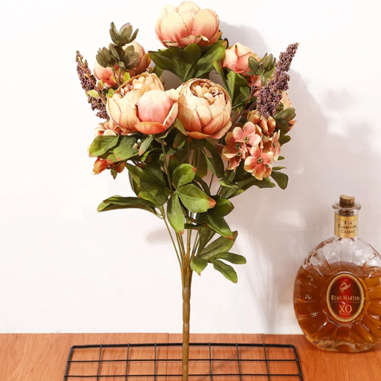 
13 Forks European Heart artificial peony flower bouquet for home decoration 