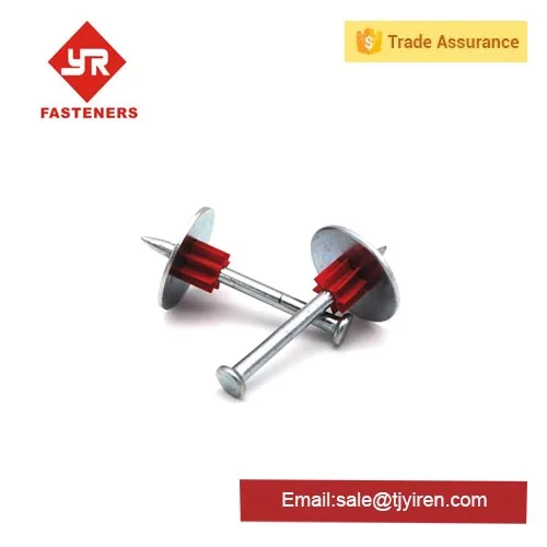 TIANJIN nails factoryDrive pin with metal washer / pin nail PDW low velocity drive pin with flute and steel washer