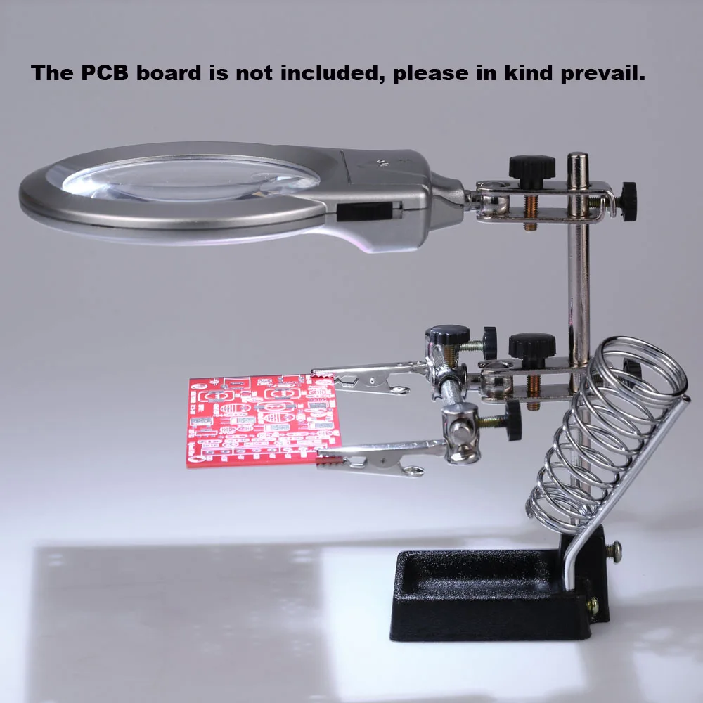Durable Helping Hands Clamp Clip LED Lights Glass Magnifier With Soldering Stand Tools Best Promotion