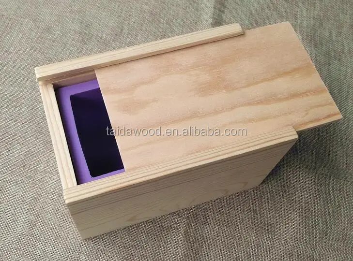 Family bathroom storage tray pine soap box with sliding cover