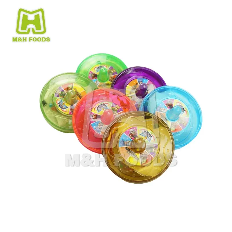 Chinese King Battle Plastic Spinning Top Candy Gyro Toys Candy with Sticker