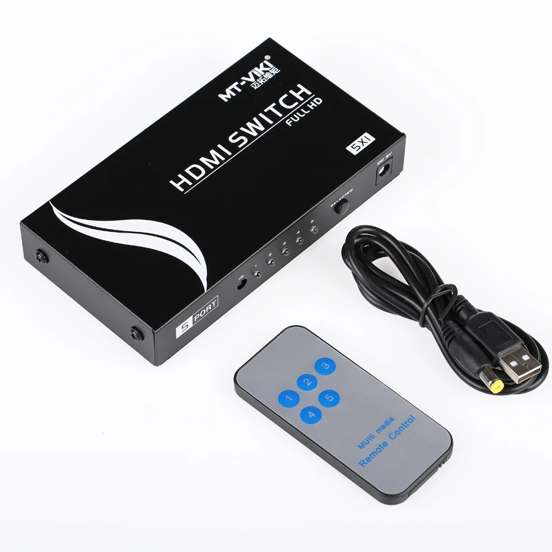 4K 30HZ HDMI Switch 5 in 1 out, MT-VIKI 5x1 HDMI Switcher with IR Remote Control
