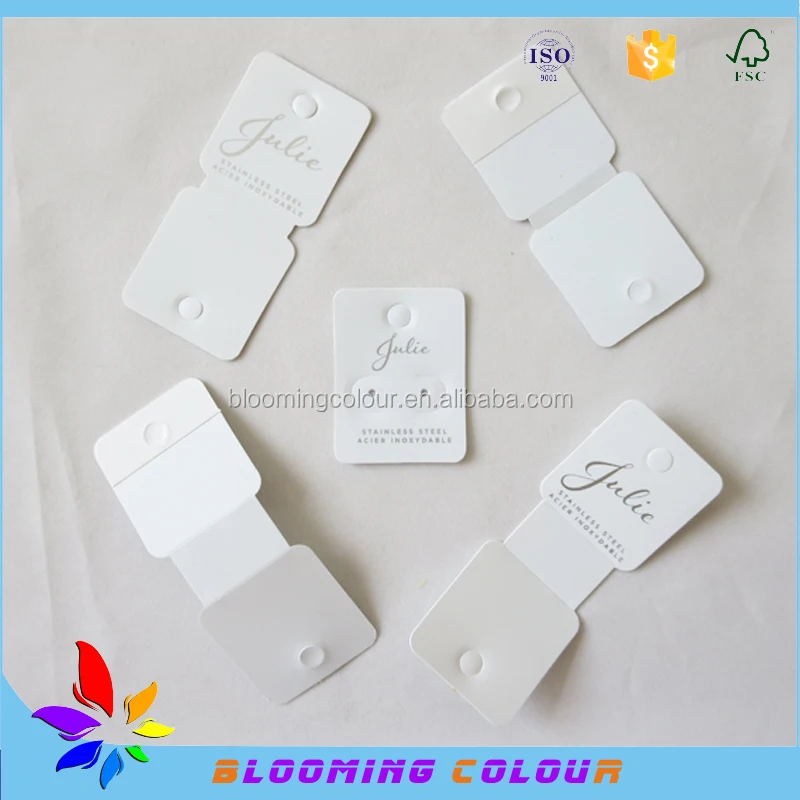 Qingdao factory sale plastic folded jewelry tag/custom printed PVC earring tag