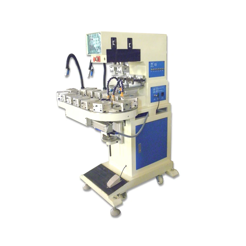 2 colors small daily product pad printing machine  High efficient cosmetic bottle pad printer with rotary table