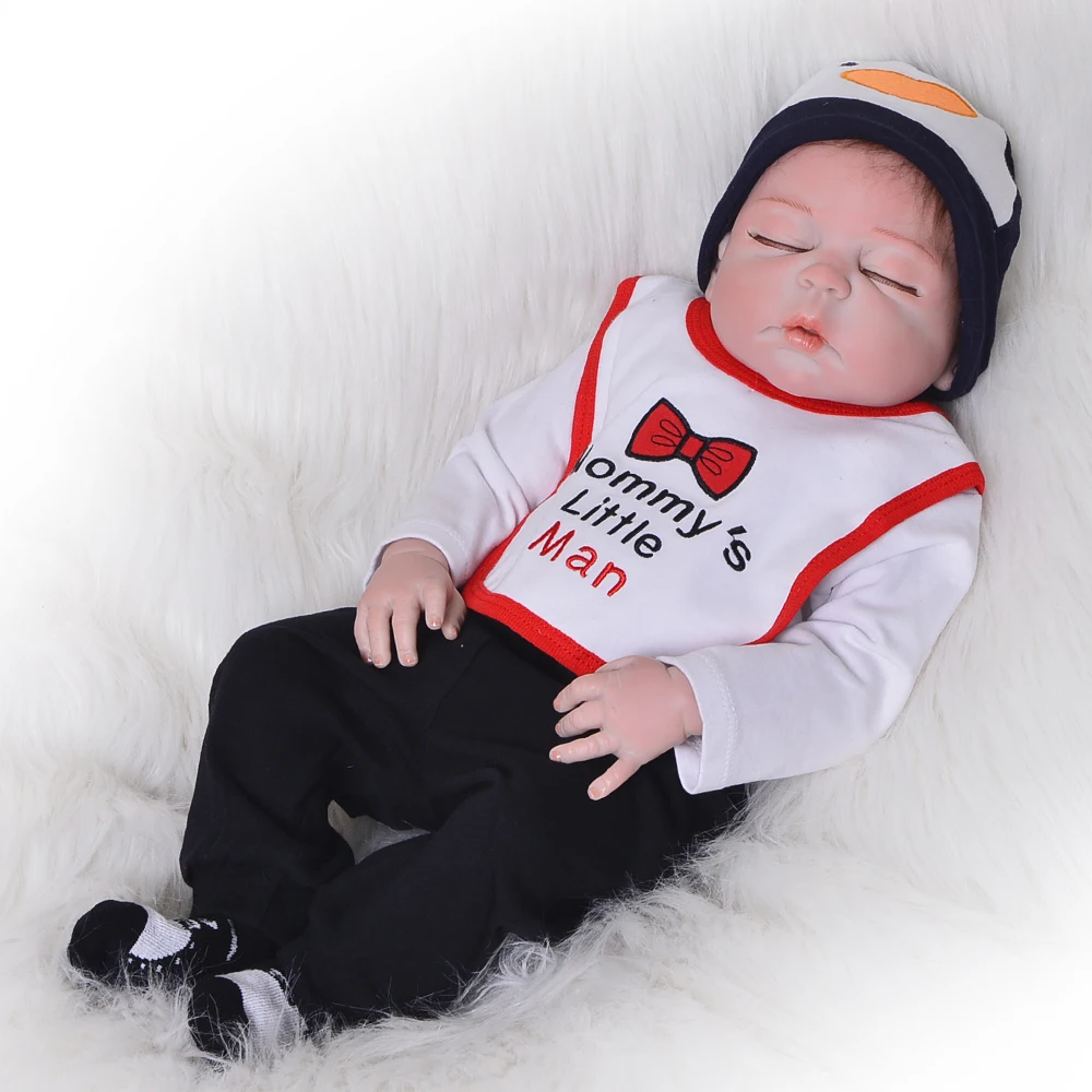 
Sleeping Reborn Doll Full Body Silicone Vinyl 23 inch Reborn Silicone Baby Dolls That Drink Milk Diy Toys 