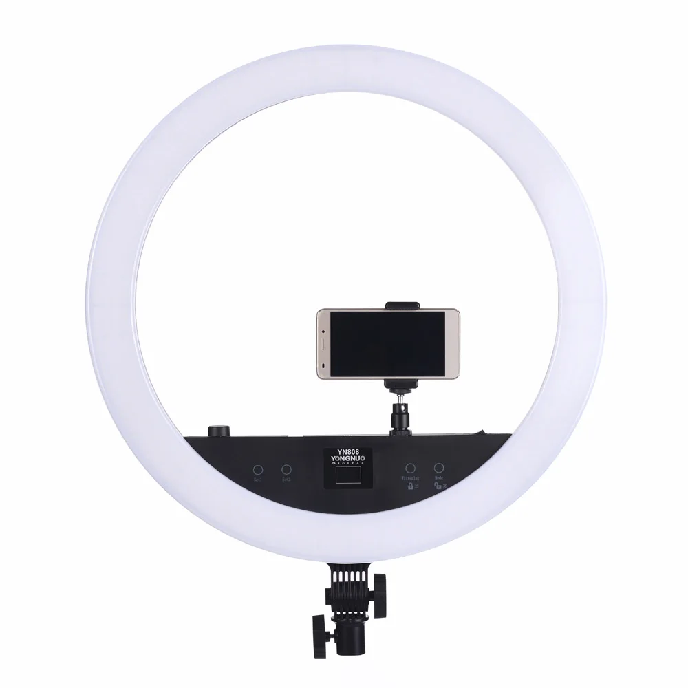 
YONGNUO Photo Studio Accessories YN808 Selfie Ring Light with Wireless Remote, Cell Phone Holder Stand for Live Stream/Makeup 