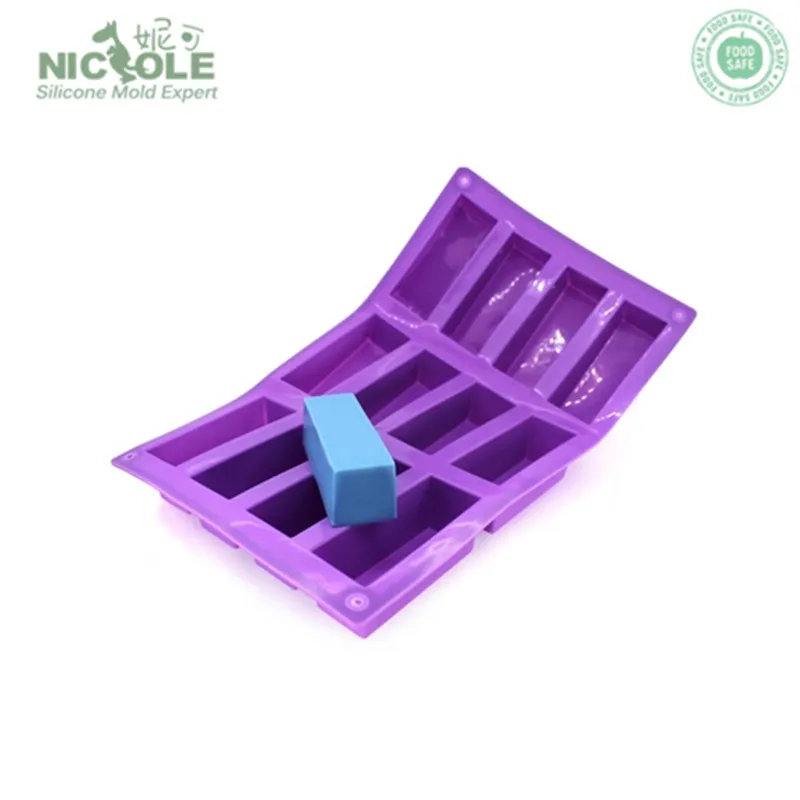 Nicole 12 Cavities Silicone Rectangle Chocolate Molds Food Grade Silicone Baking Pan Molds Soap Form