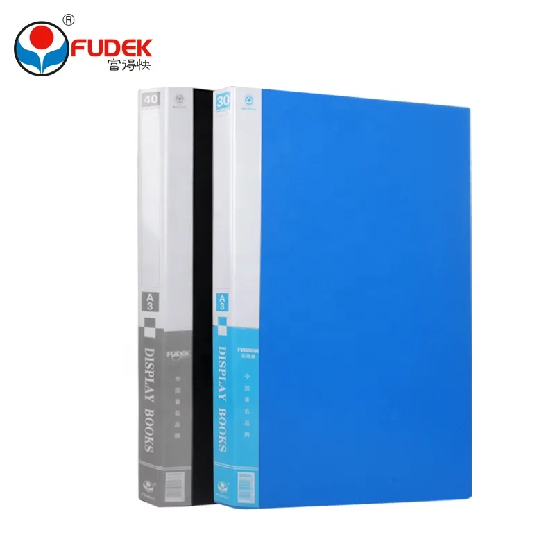 a3 pp office data clear black blue display book plastic file folder with pocket