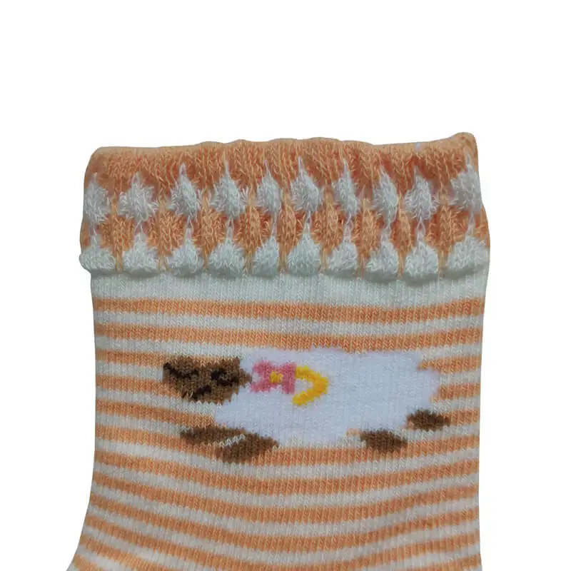 Kids Striped Anti Slip Play Land Grip Socks with Running Sheep on Legs